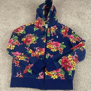 Polo Ralph Lauren Hoodie Mens Small Floral Hibiscus Hawaiian Skater Resort F364